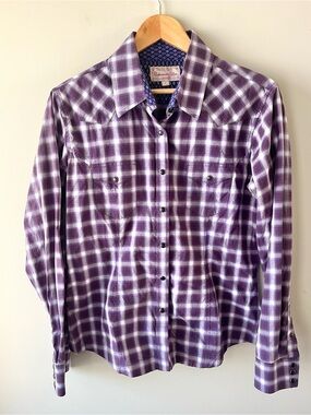 Panhandle Slim Women's Button-Up Western Shirt Size Large Purple Plaid - Riding